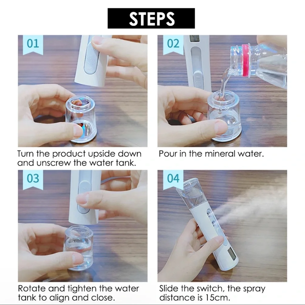 Portable Facial Mist Sprayer Beauty Instrument-Hydrating Humidifier LED Display